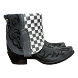 8 Embroidered Black & Checkered Leather Canty Boots®