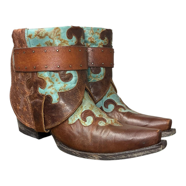 9 Tooled Brown & Turquoise with Stars Canty Boots®