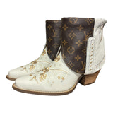 9 Cream Embroidered Floral & Designer Canty Boots®