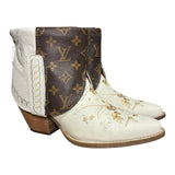 9 Cream Embroidered Floral & Designer Canty Boots®