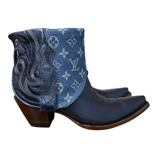 9 Metallic Navy Blue & Designer Denim Canty Boots®