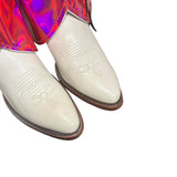 8.5 Cream & Pink Holo with Pink Crystal Bows Canty Boots®