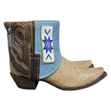 7 Two Toned & Blue Leather Canty Boots® with Beaded Detail