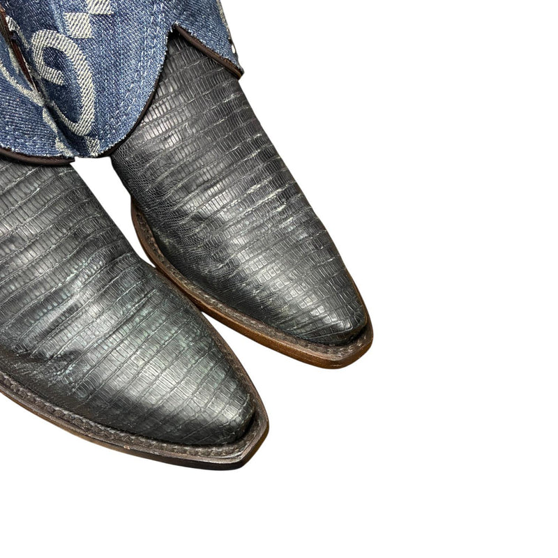 8.5 Two Toned Exotic & Designer Denim Canty Boots® with Silver Stars