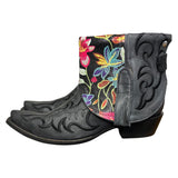 9.5 Embroidered Black & Floral Leather Canty Boots®