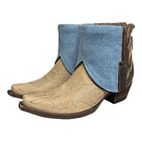 7 Two Toned & Blue Leather Canty Boots® with Beaded Detail