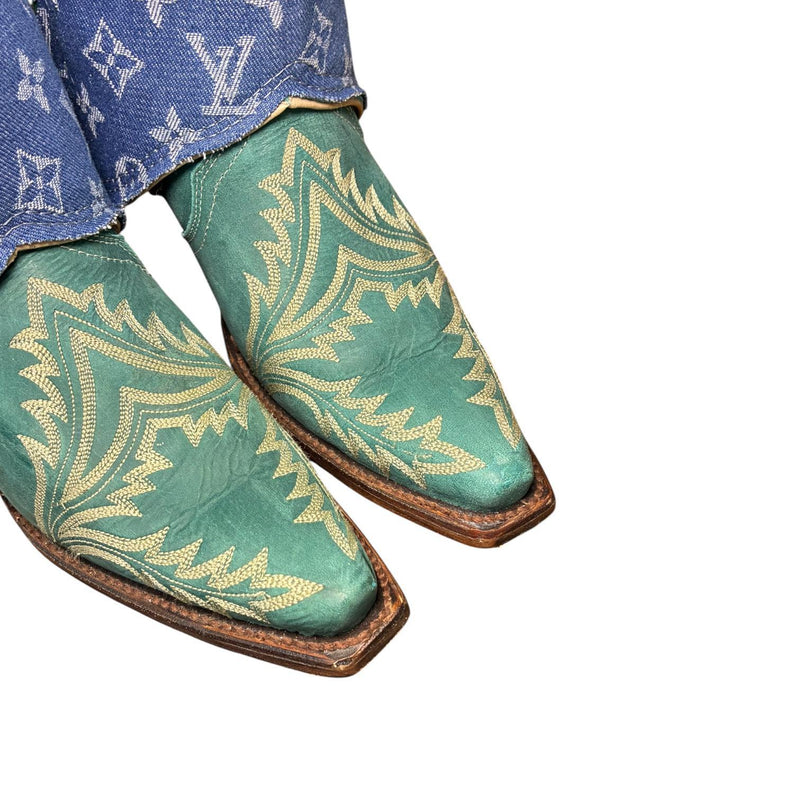 10 Embroidered Turquoise & Designer Denim Canty Boots®