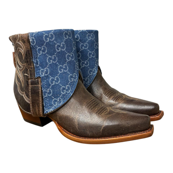 7.5 Embroidered Brown & Designer Denim Canty Boots®