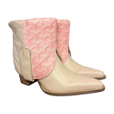 9.5 Pale Pink & Designer Stacked Heel Canty Boots®