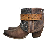 8 Brown & Metallic Floral Leather Canty Boots®