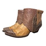 7 Two Toned Brown & Quilted Leather Canty Boots®
