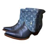 7 Metallic Navy Blue & Designer Denim Canty Boots®