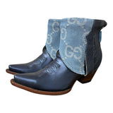 8 Metallic Navy Blue & Designer Denim Canty Boots®
