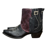 8 Black & Purple Leather Canty Boots® with Black Onyx Concho