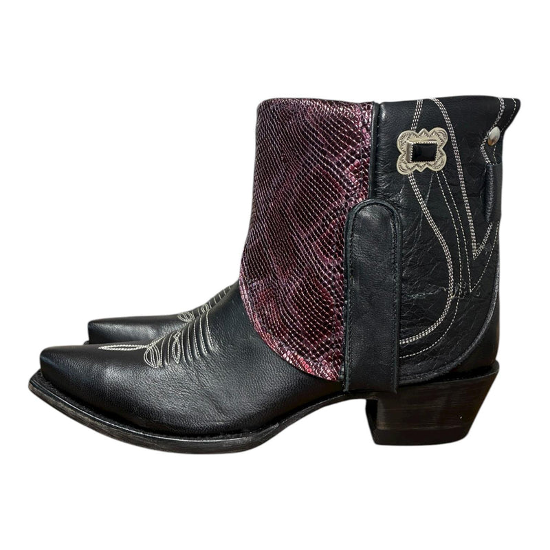 8 Black & Purple Leather Canty Boots® with Black Onyx Concho