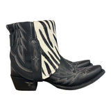 6.5 Embroidered Black & Zebra Striped Hair-on Hide Canty Boots®
