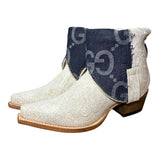 7 Embroidered White & Designer Denim Canty Boots®