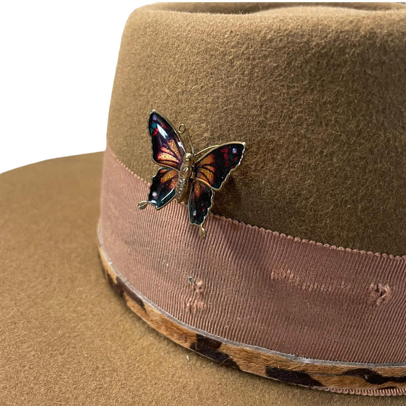 Brown & Gold Beaver Felt Hat - Size 7 3/8