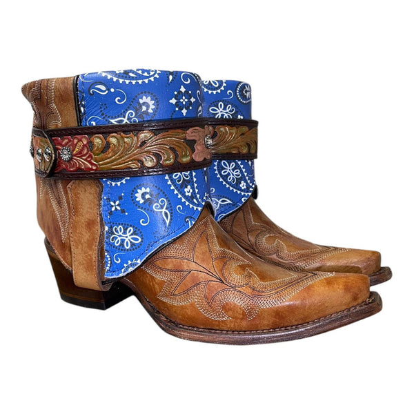 8.5 Marbled Tan & Blue Bandana Print Canty Boots®