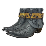 10 Embroidered Black & Leopard Crystal Belt Canty Boots®