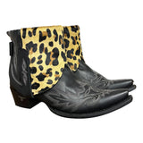 10 Embroidered Black & Leopard Hair-on Hide Canty Boots®