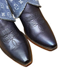 7 Metallic Navy Blue & Designer Denim Canty Boots®