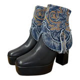 9.5 Black & Blue Denim Textile Platform Canty Boots®