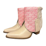 9.5 Pale Pink & Designer Stacked Heel Canty Boots®