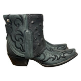 7 Embroidered Black & Studded Black Leather Canty Boots® with Star Inlay