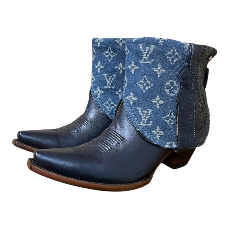 9 Metallic Navy Blue & Designer Denim Canty Boots®