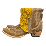 9.5 Embroidered Brown & Pressed Floral Leather Canty Boots® Copy