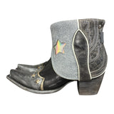 7.5 Gray & Blue Leather Canty Boots® with Star Inlay