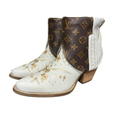 9 Cream Embroidered Floral & Designer Canty Boots®