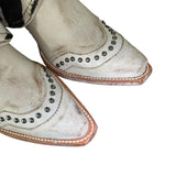 8 Distressed White & Studded with Hair-on Hide Canty Boots®