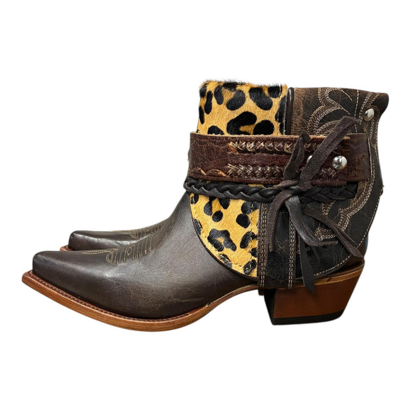 9.5 Embroidered Brown & Leopard Hair-on Hide Canty Boots®