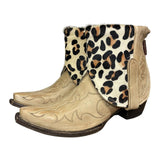7.5 Embroidered Tan & Leopard Hair-on Hide Canty Boots®