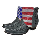 7.5 Embroidered Black & American Flag Crystals Canty Boots®