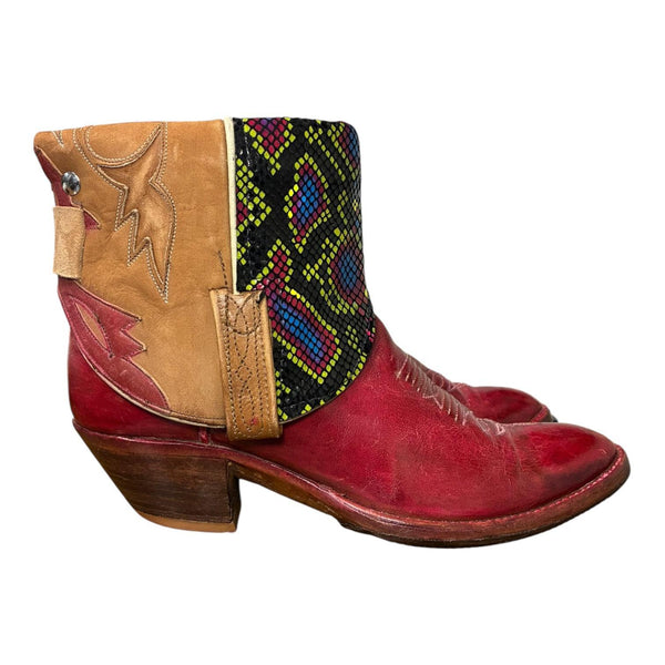 9 Pink & Tan with Printed Exotic Leather Canty Boots®