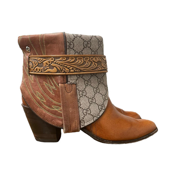 8.5 Tan & Designer Stacked Heel Canty Boots®