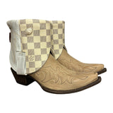 6.5 Two Toned & Designer Canty Boots® with Engraved White Opal Concho