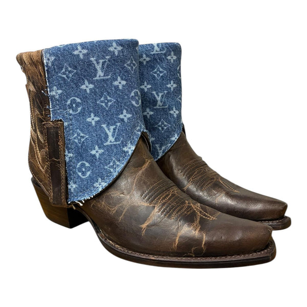 7.5 Embroidered Brown & Designer Denim Canty Boots®