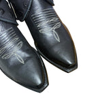 8.5 Embroidered Black & Studded Black Leather Canty Boots® with Star Inlay