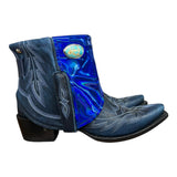 9 Embroidered Blue & Blue Holo Canty Boots® with Turquoise Concho