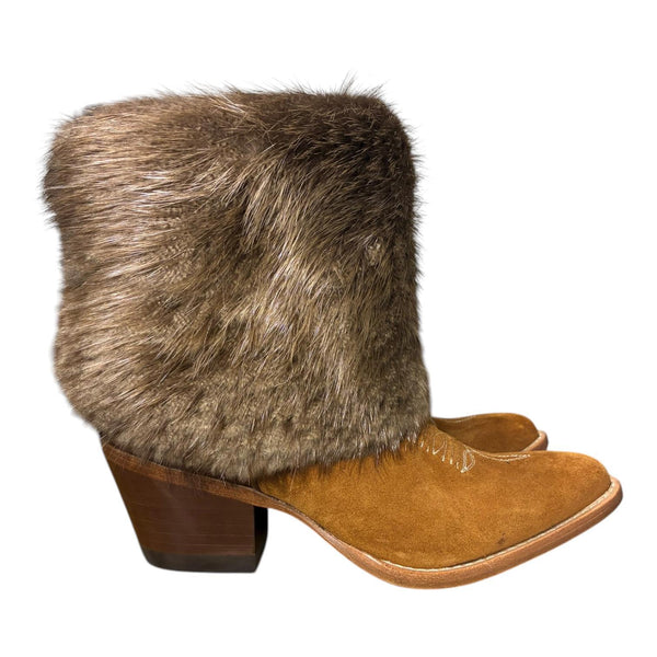 6 Cognac Rough Out & Beaver Fur Canty Boots®