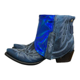 9 Embroidered Blue & Blue Holo Canty Boots® with Turquoise Concho