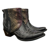9 Embroidered Black & Metallic Exotic Leather Canty Boots®
