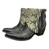 10 Embroidered Black & Printed Exotic Leather Canty Boots® with Opal Concho