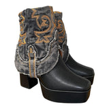 9 Black & Black Denim Textile Platform Canty Boots®