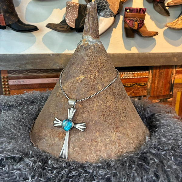 Turquoise & Sterling Silver Cross Pendant