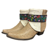 9 Embroidered Tan & Studded Cream Leather Canty Boots®